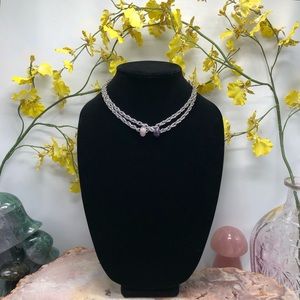 Hand Crafted Amethyst and Rose Quartz Necklace Set